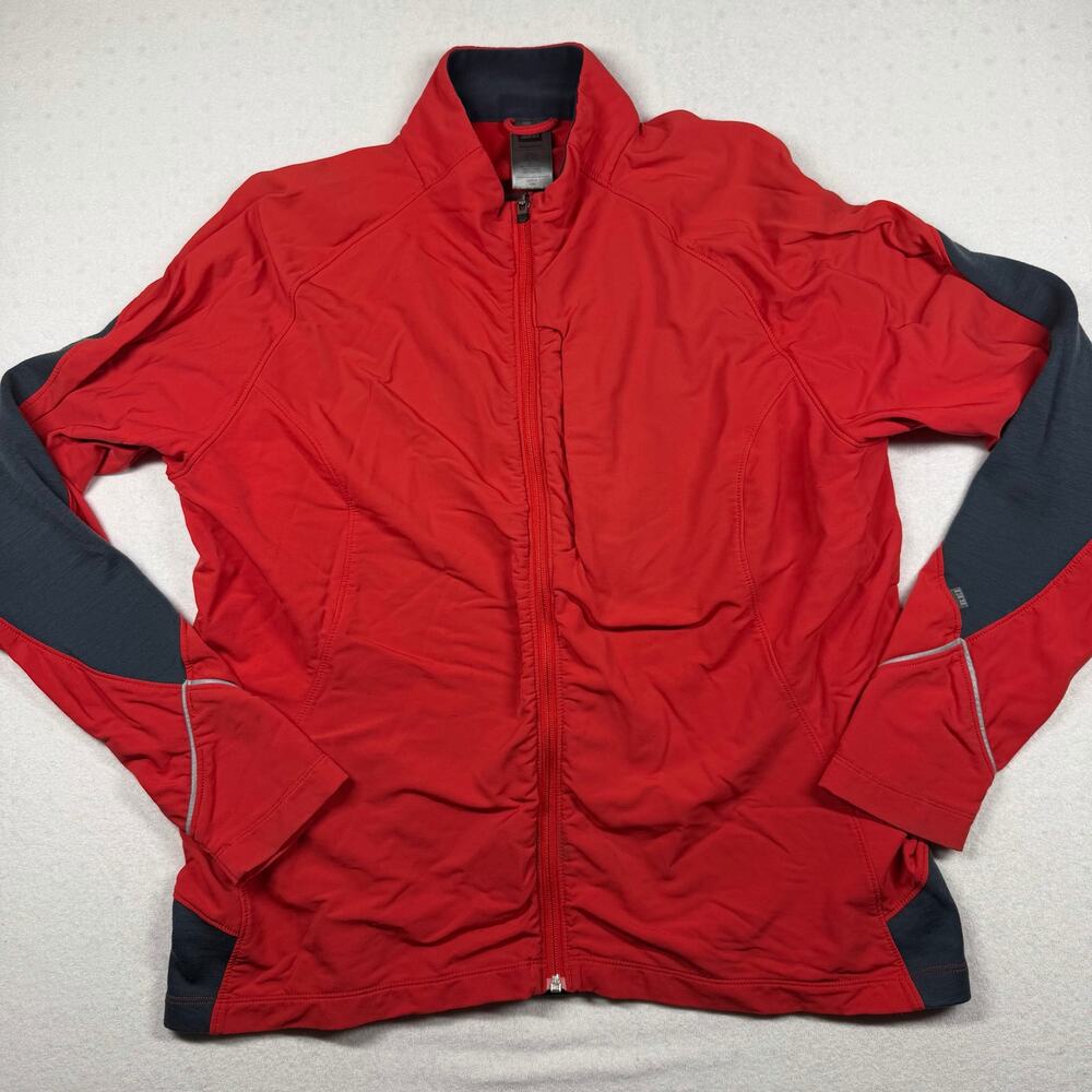 REI Co-op Full Zip Running Jacket Women’s XL Red Gray Merino Wool Blend